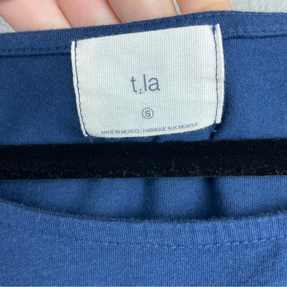 Anthropologie T.LA Women's Small Navy Balloon Sleeve Top Cotton Shirt Casual Blu - Picture 8 of 14